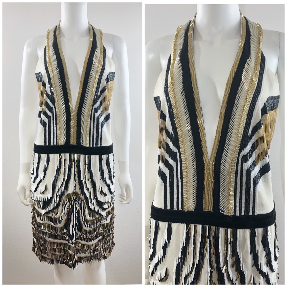 GUCCI • RARE! Runway Bead Fringe Deco Gold Dress - Picture 8 of 16